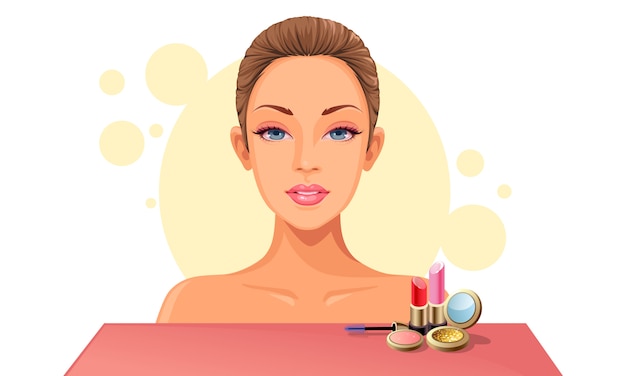 Model gezicht en make-up Premium Vector