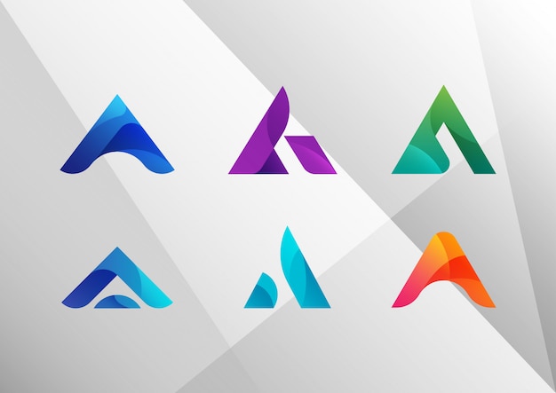 Modern abstract verloop een logo set Premium Vector