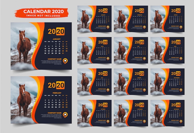 Modern bureaukalenderontwerp 2020 Premium Vector