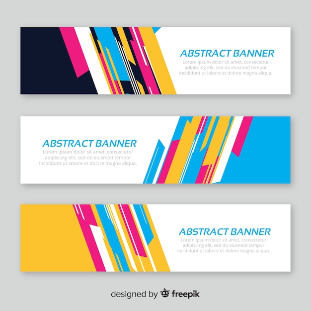 Modern pak van abstracte banners met platte ontwerp Gratis Vector