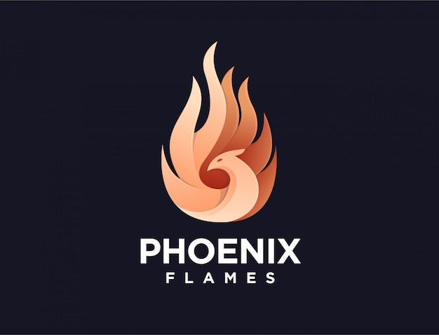 Modern phoenix vlamembleem Premium Vector