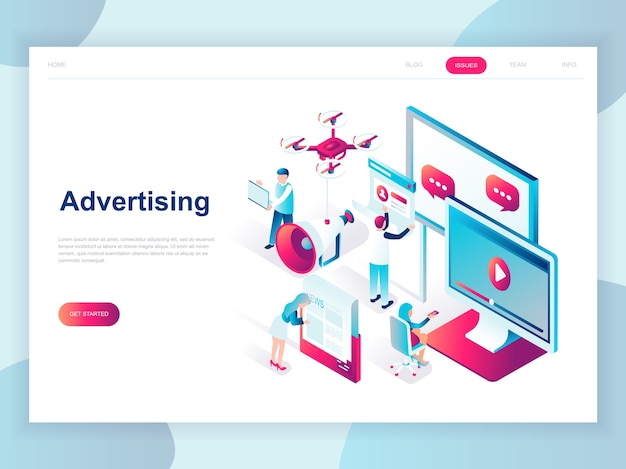 Modern plat ontwerp isometrisch concept van reclame Premium Vector