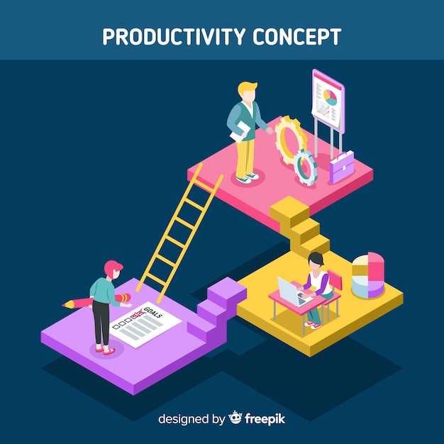 Modern productiviteitsconcept met isometrische mening Gratis Vector