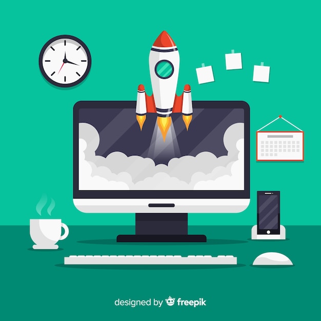 Modern productiviteitsconcept met vlak ontwerp Gratis Vector