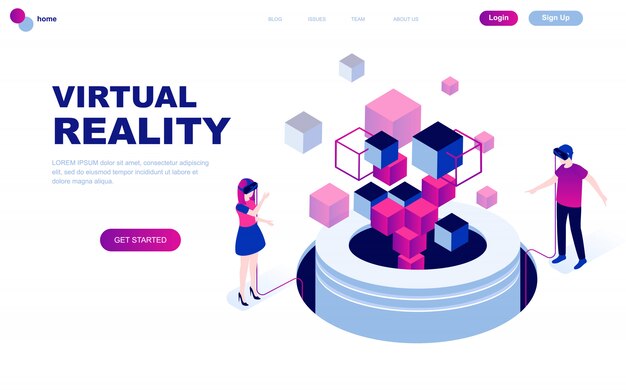 Modern vlak ontwerp isometrisch concept van virtual reality Premium Vector