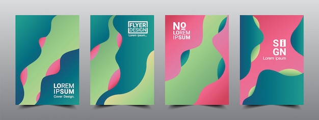 Moderne abstracte dekt lay-outontwerpsjabloon 4 vastgesteld kunstwerk. Premium Vector