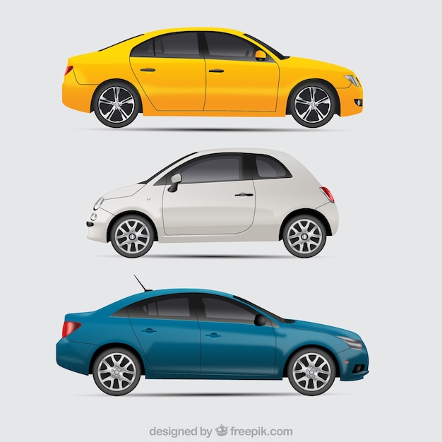 Moderne auto s  met realistische stijl Gratis Vector