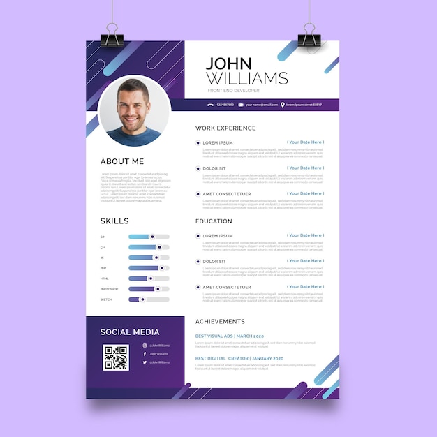 Moderne Cv-sjabloon | Gratis Vector