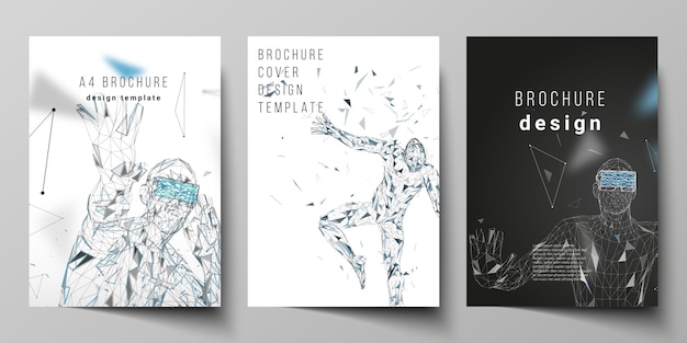 Moderne lay-out mockups ontwerpsjablonen in a4-formaat Premium Vector