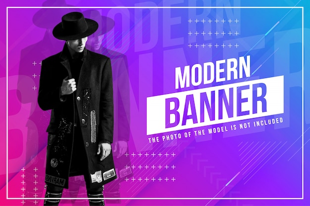 Moderne manierbanner met abstracte achtergrond Gratis Vector