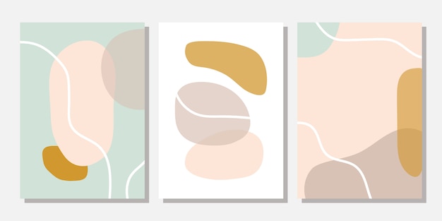 Moderne sjablonen met abstracte vormen in pastelkleuren. Premium Vector