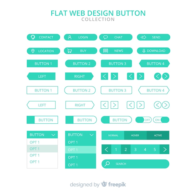 Moderne webdesign knopcollectie met plat ontwerp Gratis Vector
