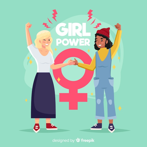 Mooi feminismeconcept met vlak ontwerp Gratis Vector