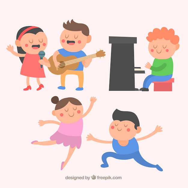 Mooi getalenteerde karakters in cartoon-stijl Gratis Vector