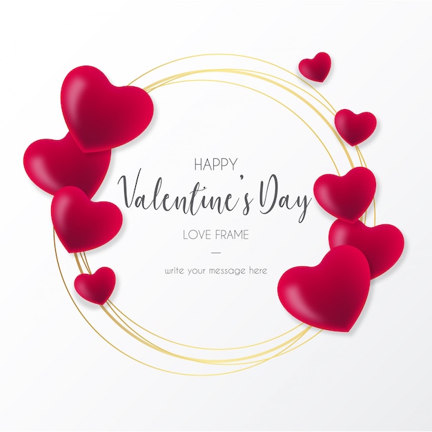Mooi kader met harten voor valentijnsdag Gratis Vector