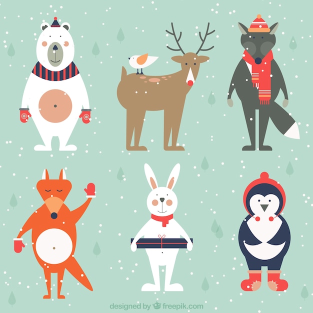 Download Mooi pak winter gekleed dier | Gratis Vector