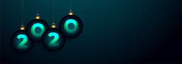 Mooie 2020 gelukkige nieuwe jaarbanner Gratis Vector