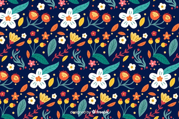 Mooie bloemenontwerpachtergrond Gratis Vector