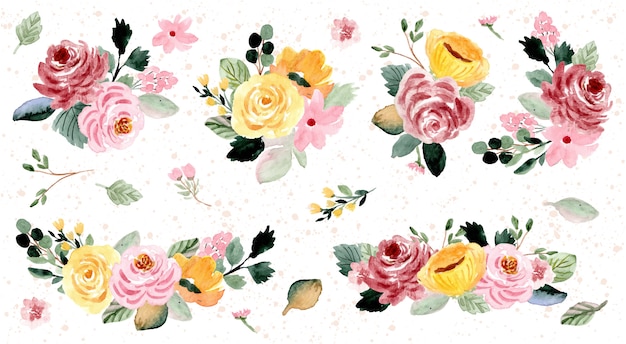 Mooie bloemstuk aquarel collectie Premium Vector