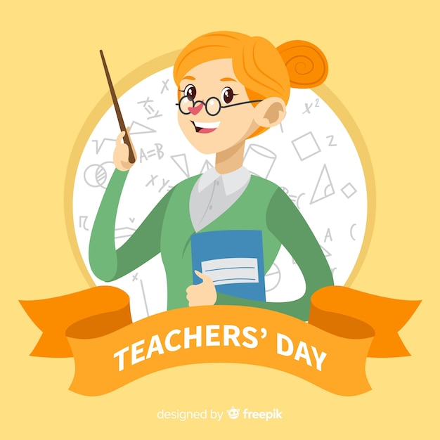 Mooie dag samenstelling van de wereldleraar met een plat ontwerp Gratis Vector