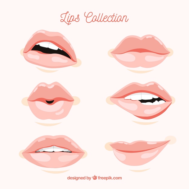 Mooie lippen gezet Gratis Vector
