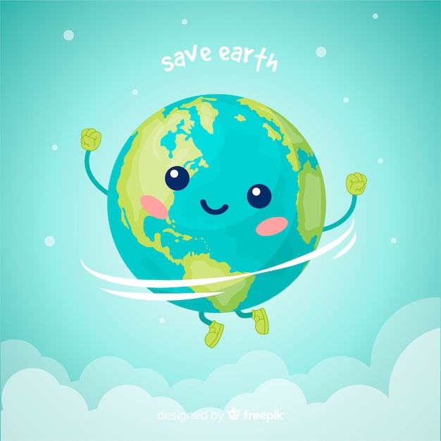 Mooie planeet aarde met cartoon-stijl Gratis Vector