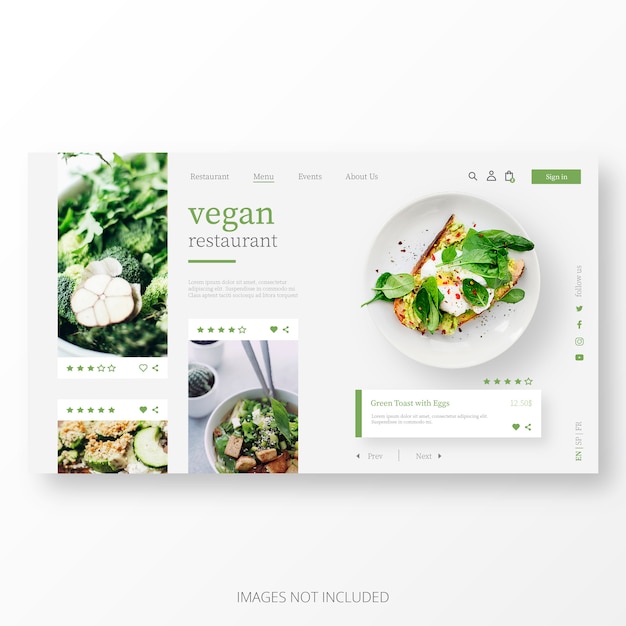 Mooie sjabloon voor bestemmingspagina voor veganistische restaurants Gratis Vector
