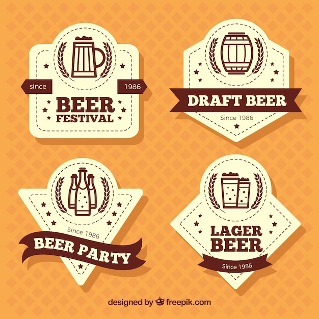 Mooie Vintage Bier Stickers Gratis Vector