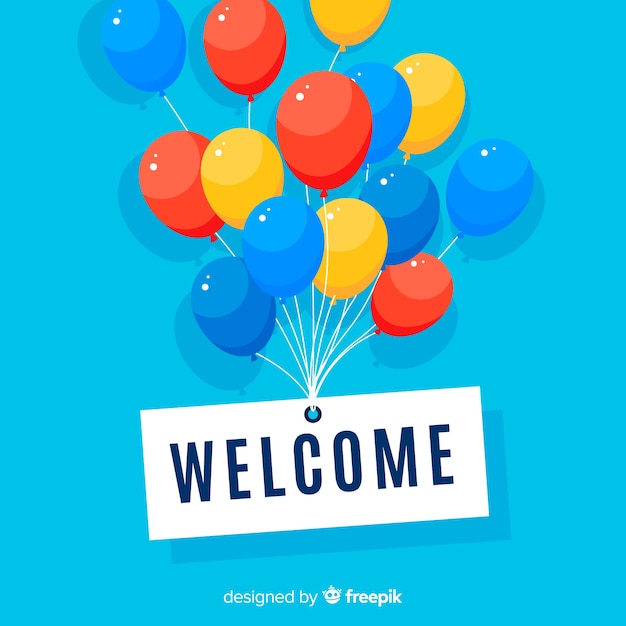 Mooie welkome compositie met een plat ontwerp Gratis Vector