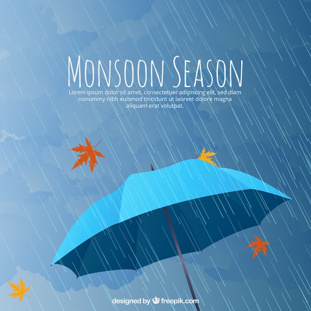 Mosoon seizoen samenstelling met platte ontwerp Gratis Vector