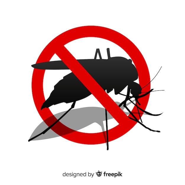 Mosquito waarschuwingsbord met platte ontwerp Gratis Vector