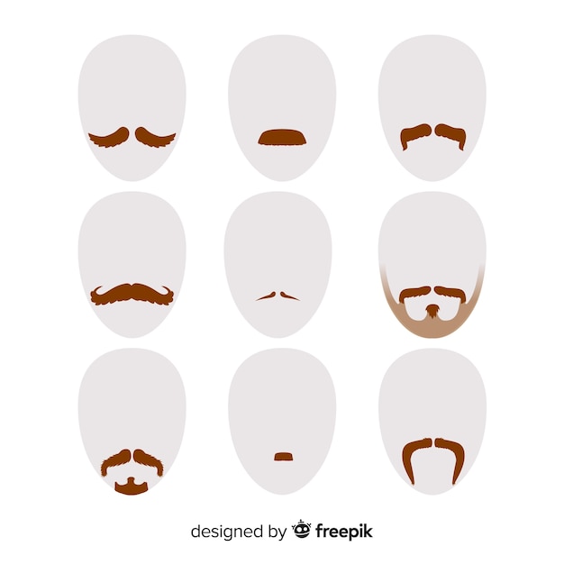 Movember bewustzijnsnorcollectie in plat ontwerp Gratis Vector