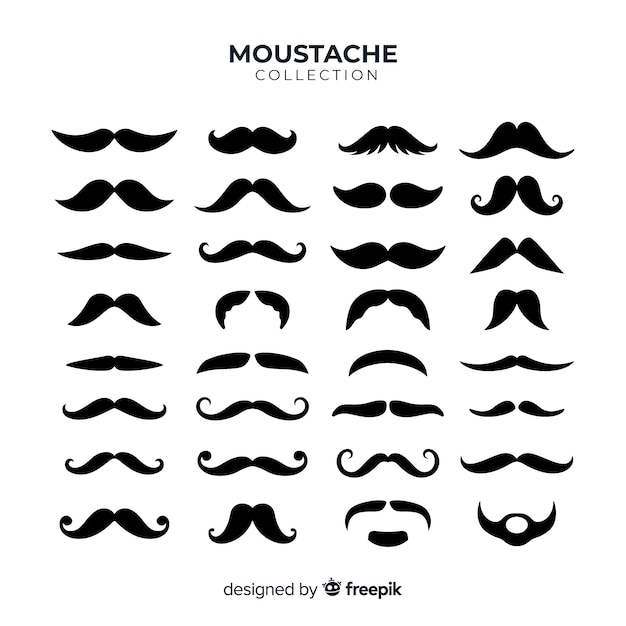 Movember snorpakverzameling in plat ontwerp Gratis Vector