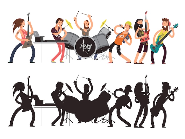 Muziekvoorstelling met jonge muzikanten. Premium Vector