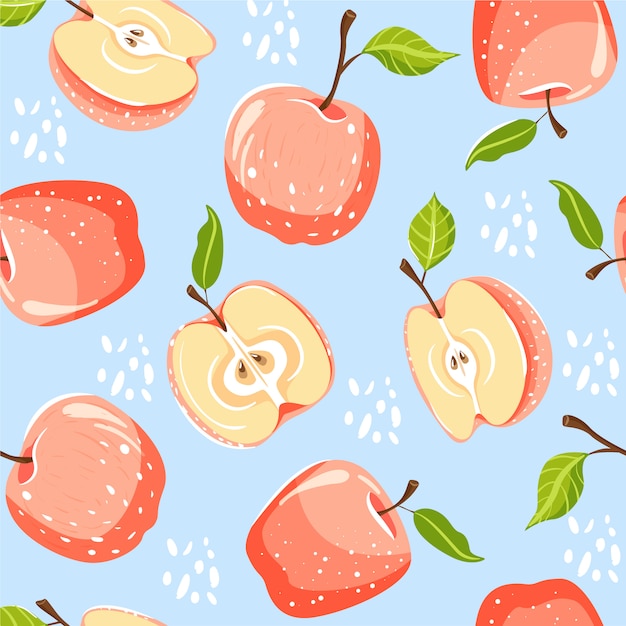 Naadloos patroon met appelfruit. Premium Vector