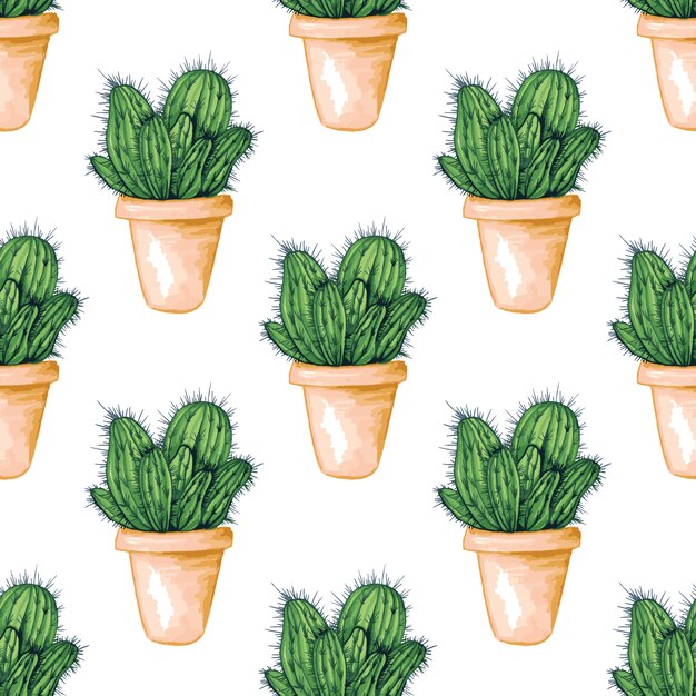 Naadloos patroon met mexicaanse eetbare cactus of cactussen Gratis Vector