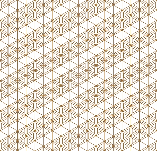 Naadloos patroon traditioneel japans geometrisch ornament gouden rassenbarrières. Premium Vector