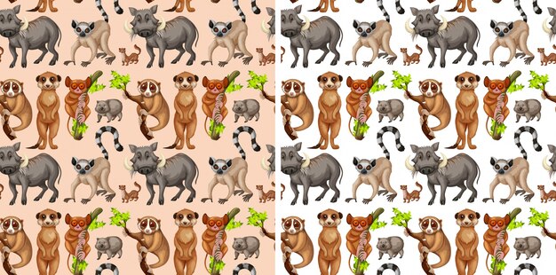 Naadloze achtergrond met wilde dieren Premium Vector
