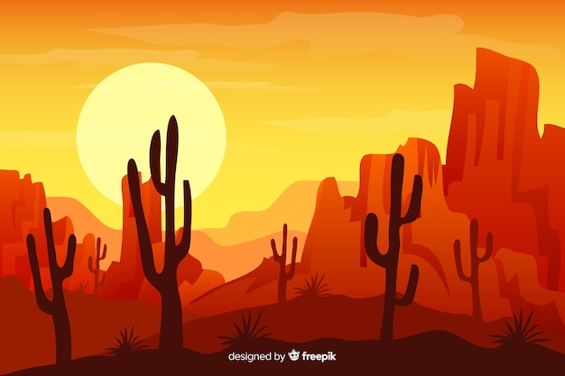 Natuurlijke achtergrond met woestijnlandschap Gratis Vector