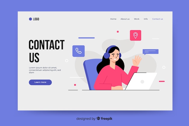 Neem contact met ons op bestemmingspagina sjabloon Gratis Vector