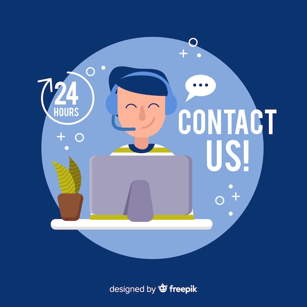 Neem contact op met ons achtergrondontwerp Gratis Vector
