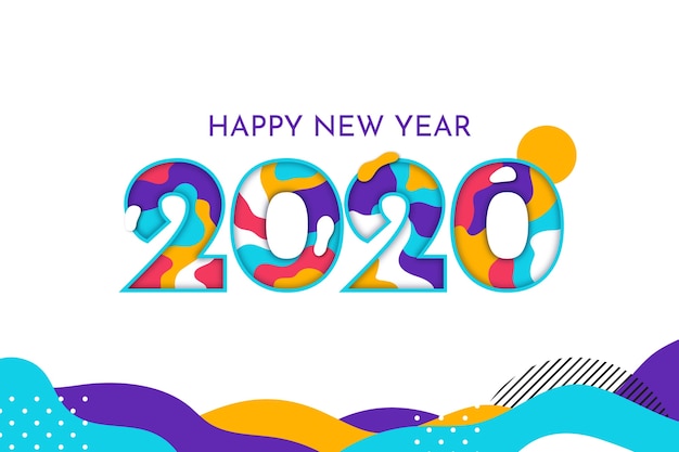 Nieuw jaar 2020 plat ontwerp als achtergrond Gratis Vector