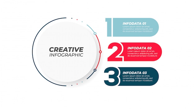 Nummerontwerpelement van diagram met 3 stappen, opties. creatief concept voor jaarverslag, presentatie. illustratie. Premium Vector