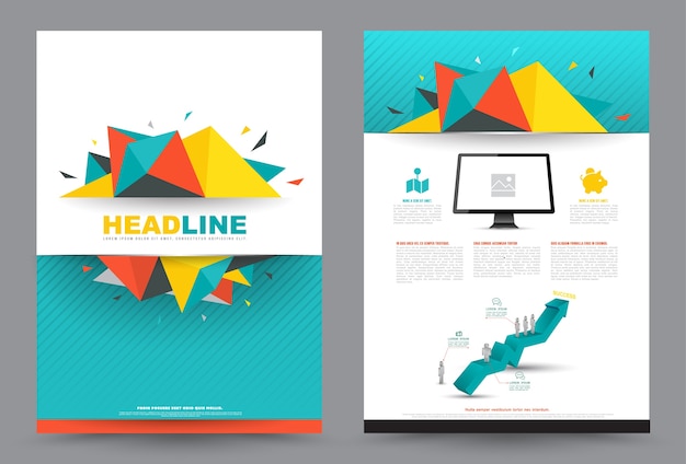 Omslag jaarverslag folder brochure flyer-sjabloon a4-formaat Premium Vector
