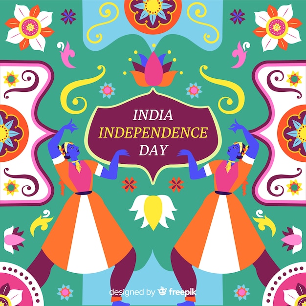 Onafhankelijkheidsdag achtergrond in indiase kunststijl Gratis Vector