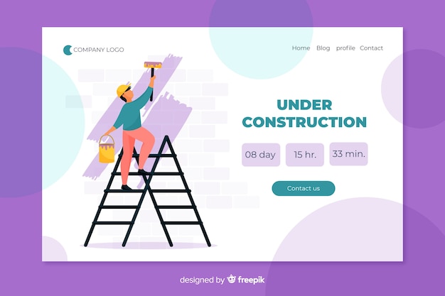 Onder constructie bestemmingspagina Gratis Vector