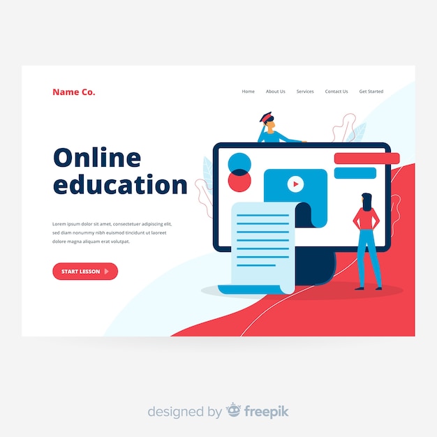 Online bestemmingspagina voor onderwijs in plat ontwerp Gratis Vector