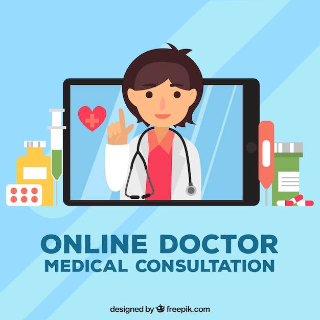 mager terugtrekken uitdrukking Online dokter concept | Gratis Vector