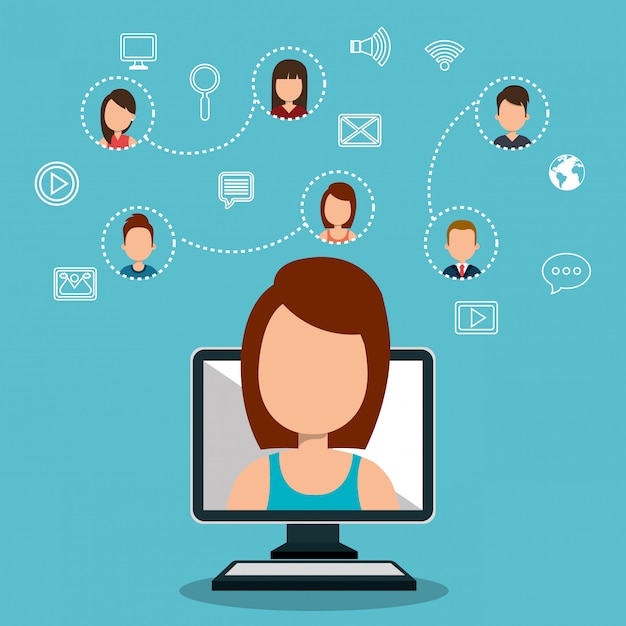 Online gemeenschap Gratis Vector