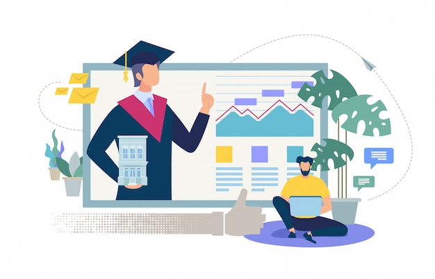 Online onderwijs service platte vector concept Premium Vector